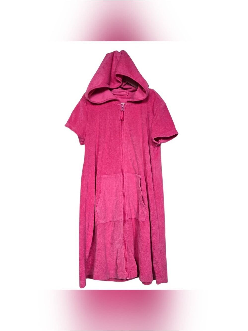 Wonder Nation Zip Hooded Swim Cover Up Short Sleeves Girls Pink L 10-12